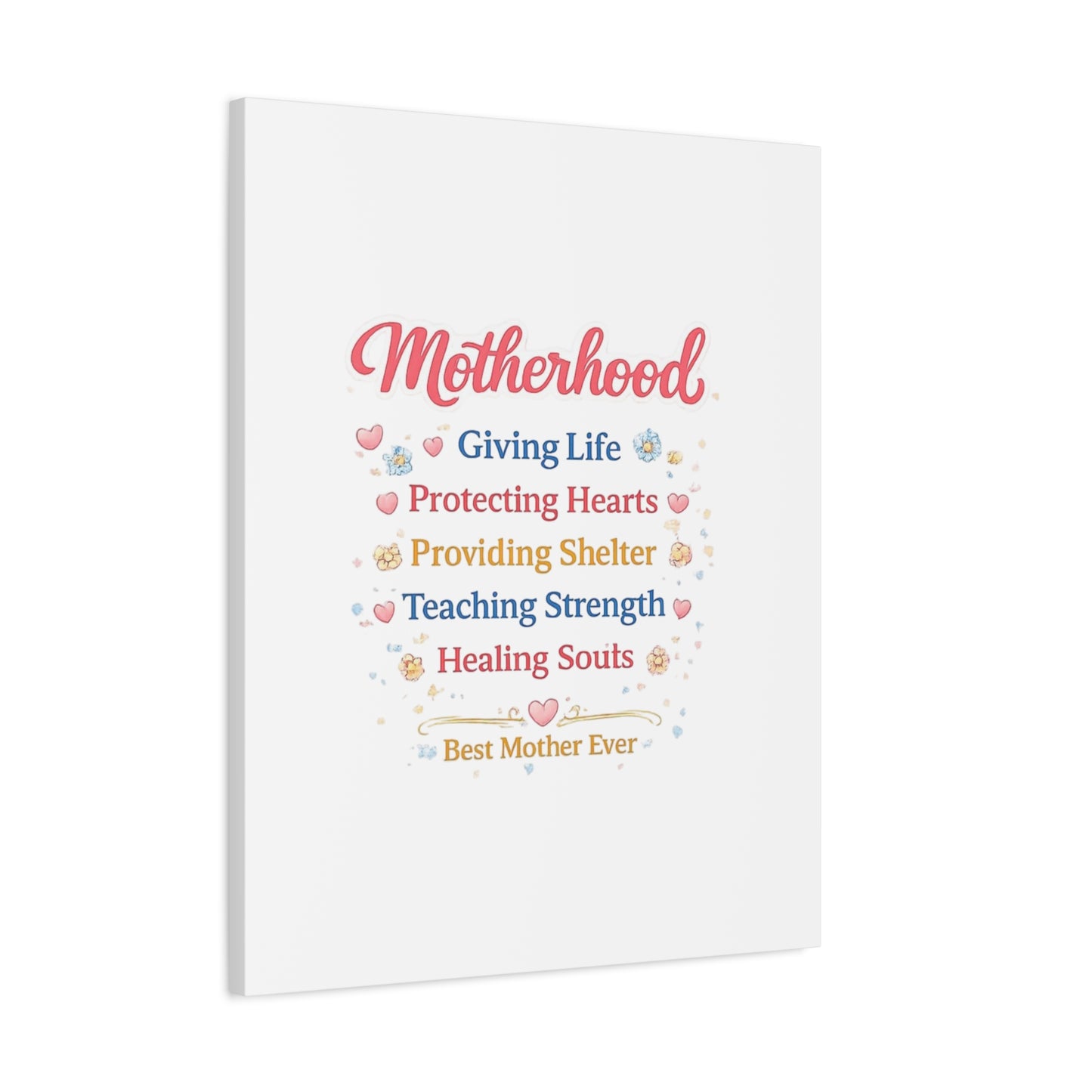 Motherhood Canvas Wall Art — "Motherhood: Giving Life, Protecting Hearts" Stretched Matte Print
