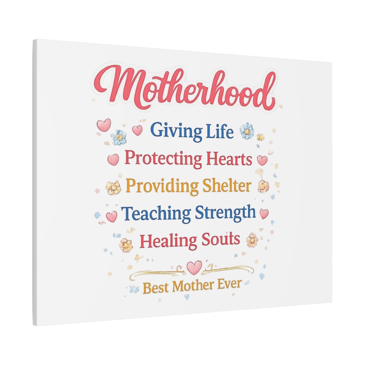 Motherhood Canvas Wall Art — "Motherhood: Giving Life, Protecting Hearts" Stretched Matte Print