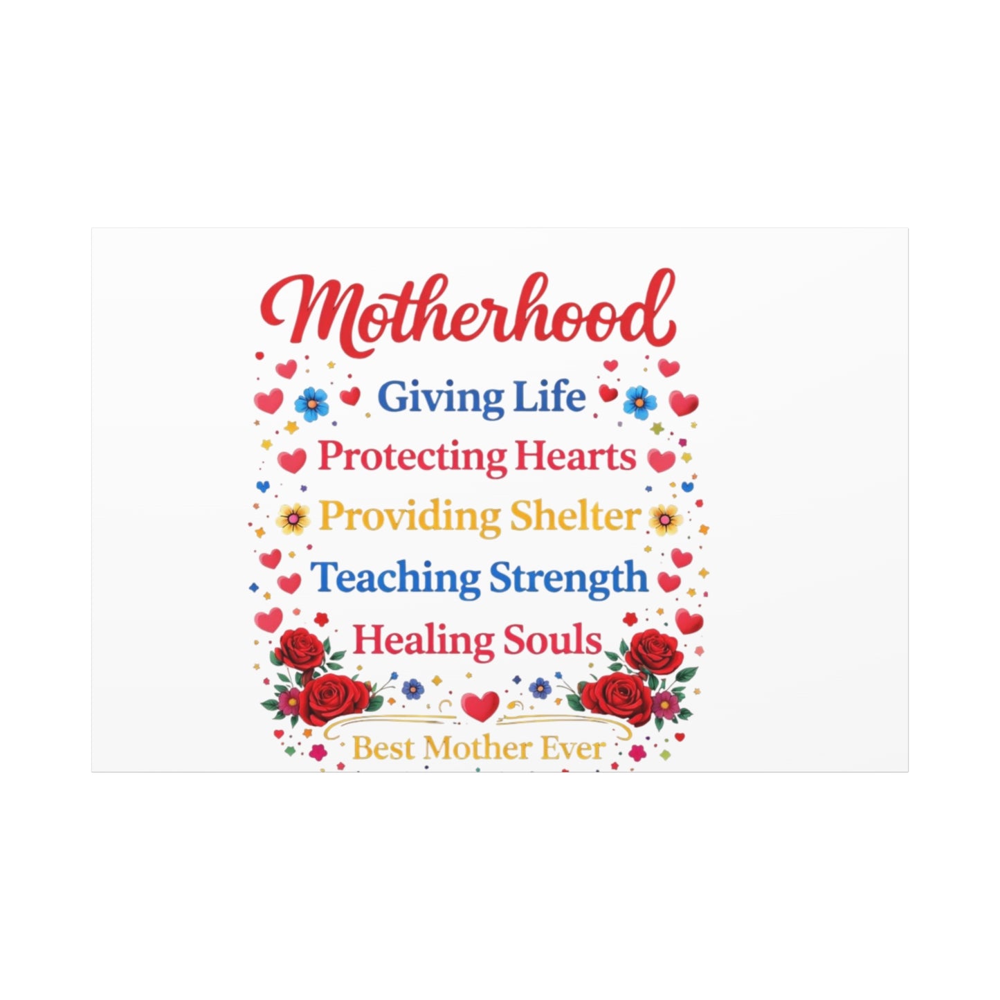 Motherhood Canvas Wall Art – "Motherhood: Giving Life, Protecting Hearts" Stretched Matte Print