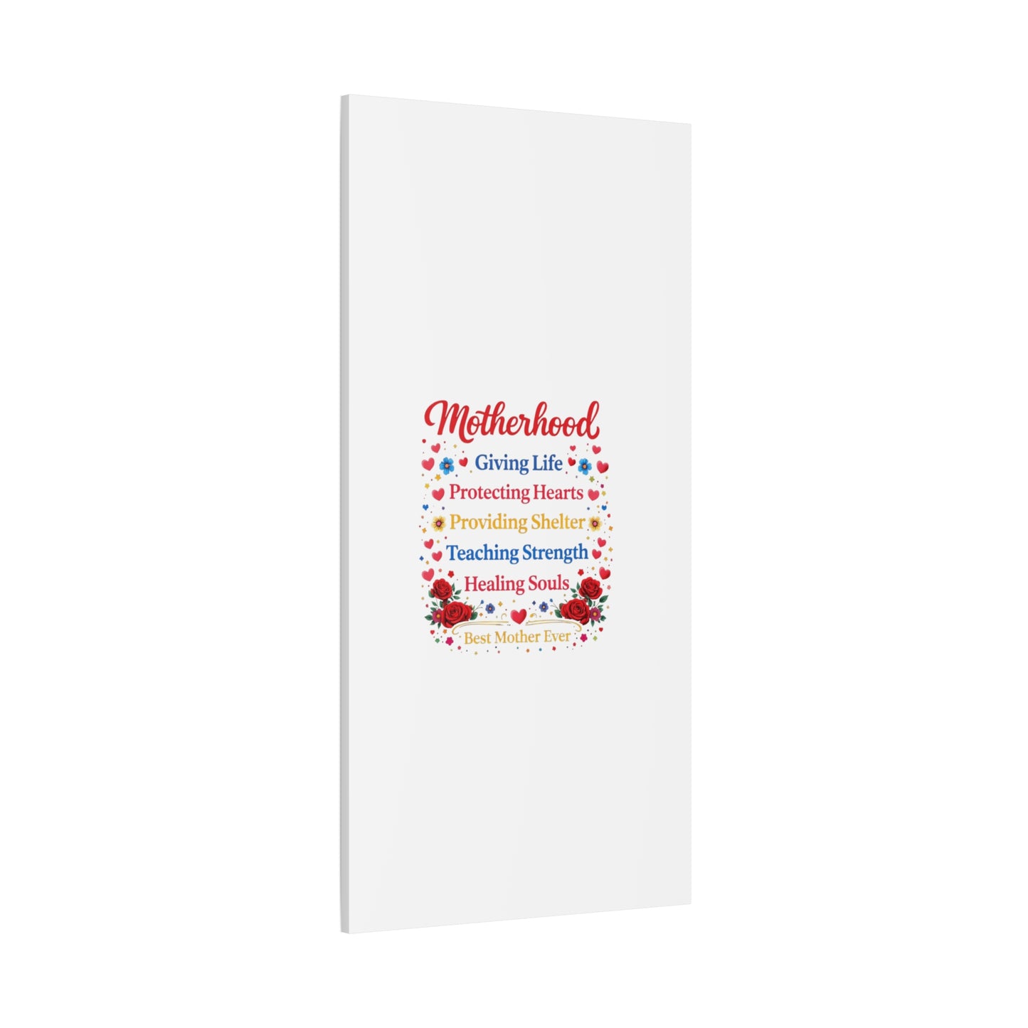 Motherhood Canvas Wall Art – "Motherhood: Giving Life, Protecting Hearts" Stretched Matte Print