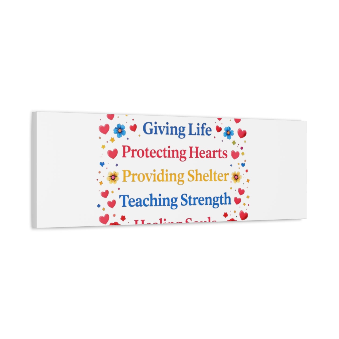 Motherhood Canvas Wall Art – "Motherhood: Giving Life, Protecting Hearts" Stretched Matte Print