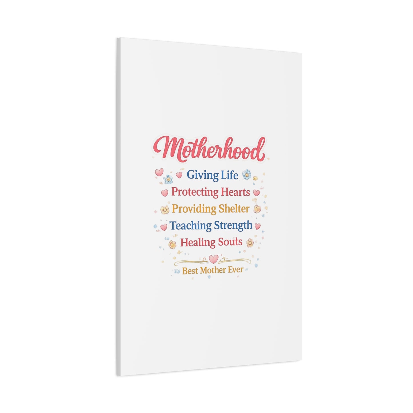 Motherhood Canvas Wall Art — "Motherhood: Giving Life, Protecting Hearts" Stretched Matte Print