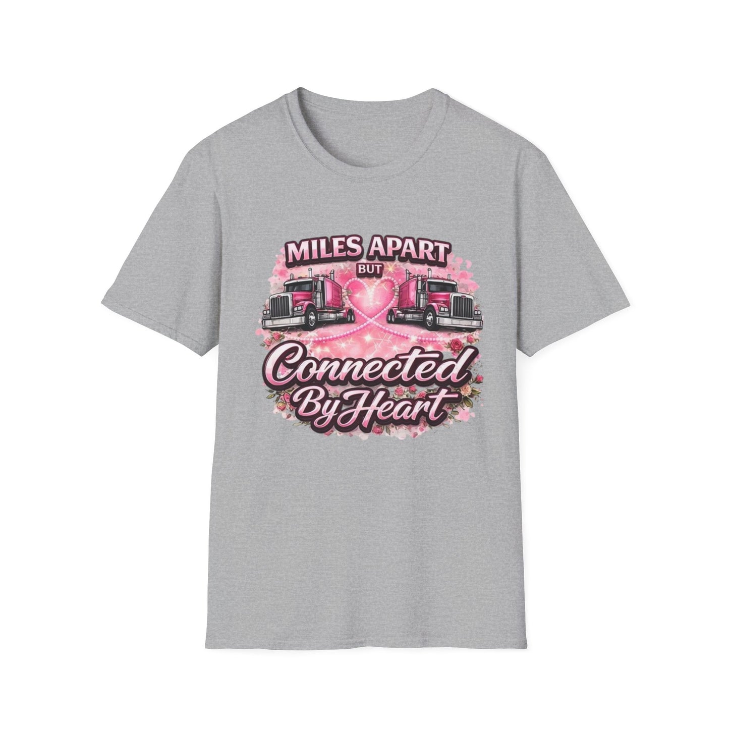 Miles Apart But Connected By Heart Truck Driver T‑Shirt
