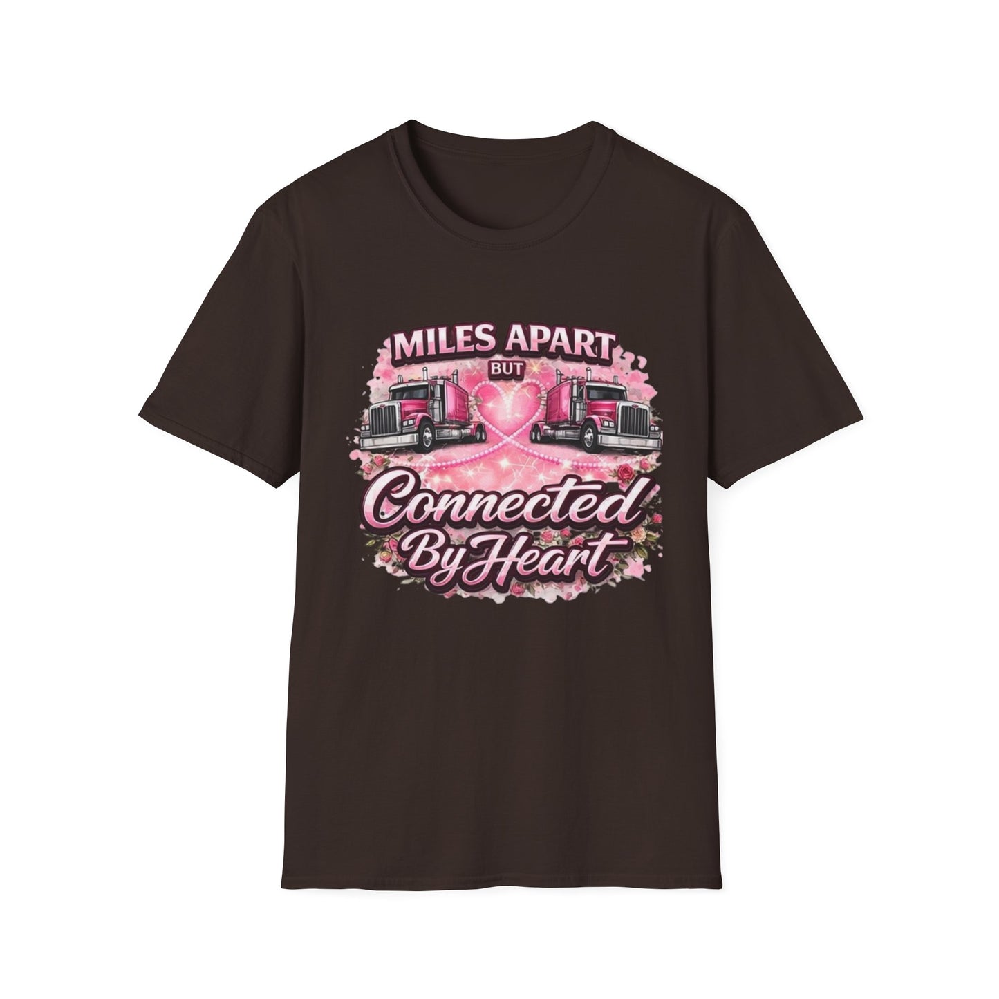 Miles Apart But Connected By Heart Truck Driver T‑Shirt