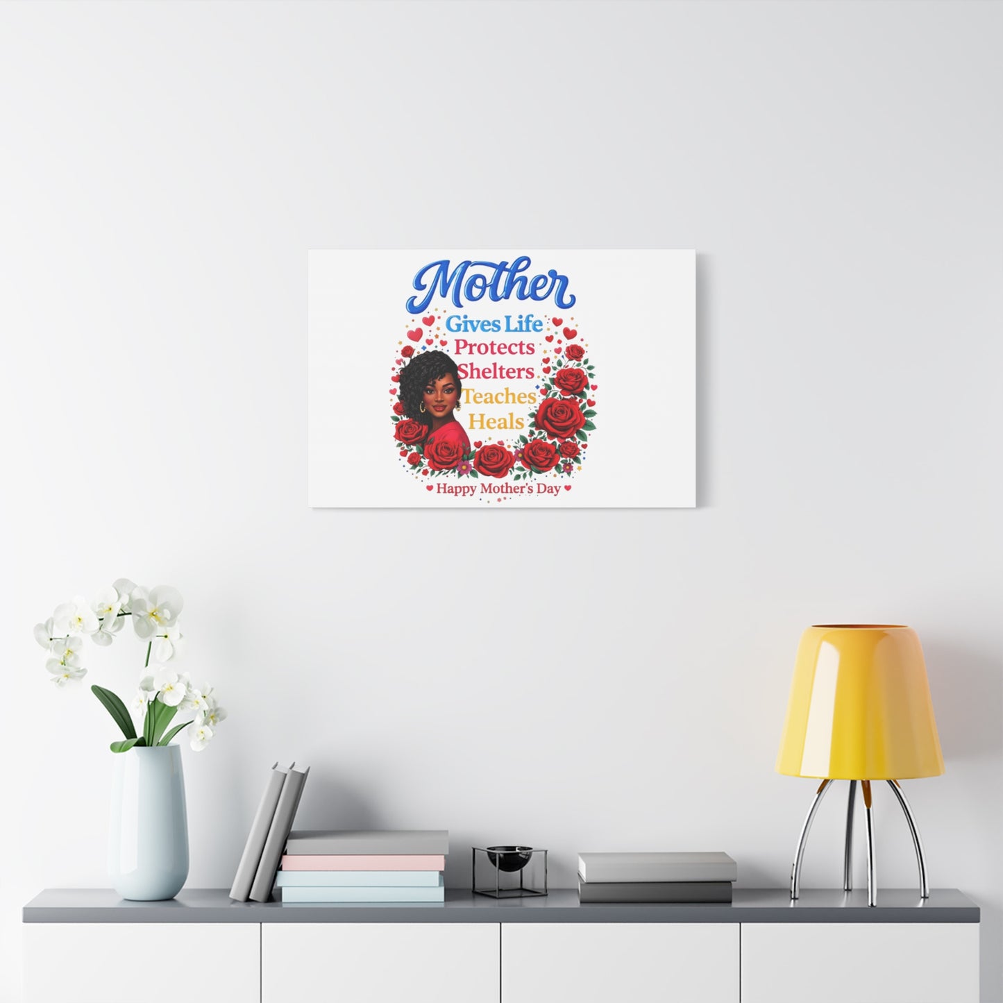 Mother Gives Life Floral Canvas – Happy Mother’s Day Stretched Wall Art