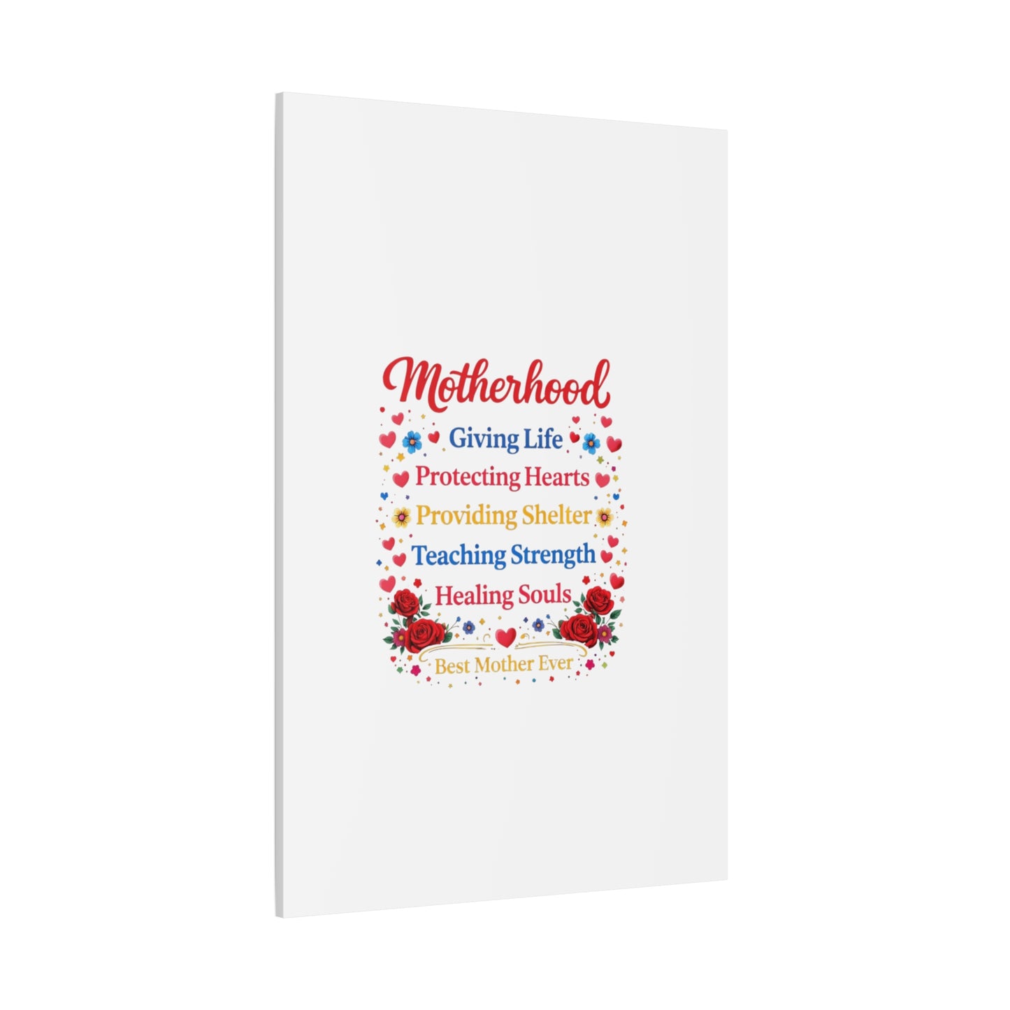 Motherhood Canvas Wall Art – "Motherhood: Giving Life, Protecting Hearts" Stretched Matte Print