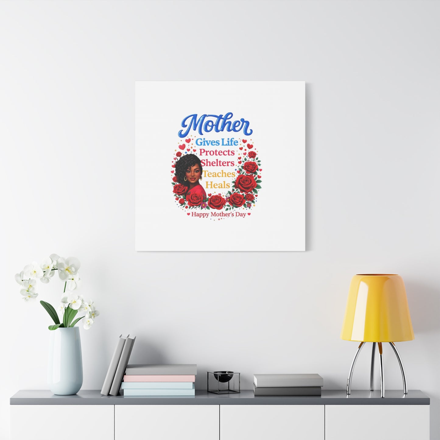 Mother Gives Life Floral Canvas – Happy Mother’s Day Stretched Wall Art