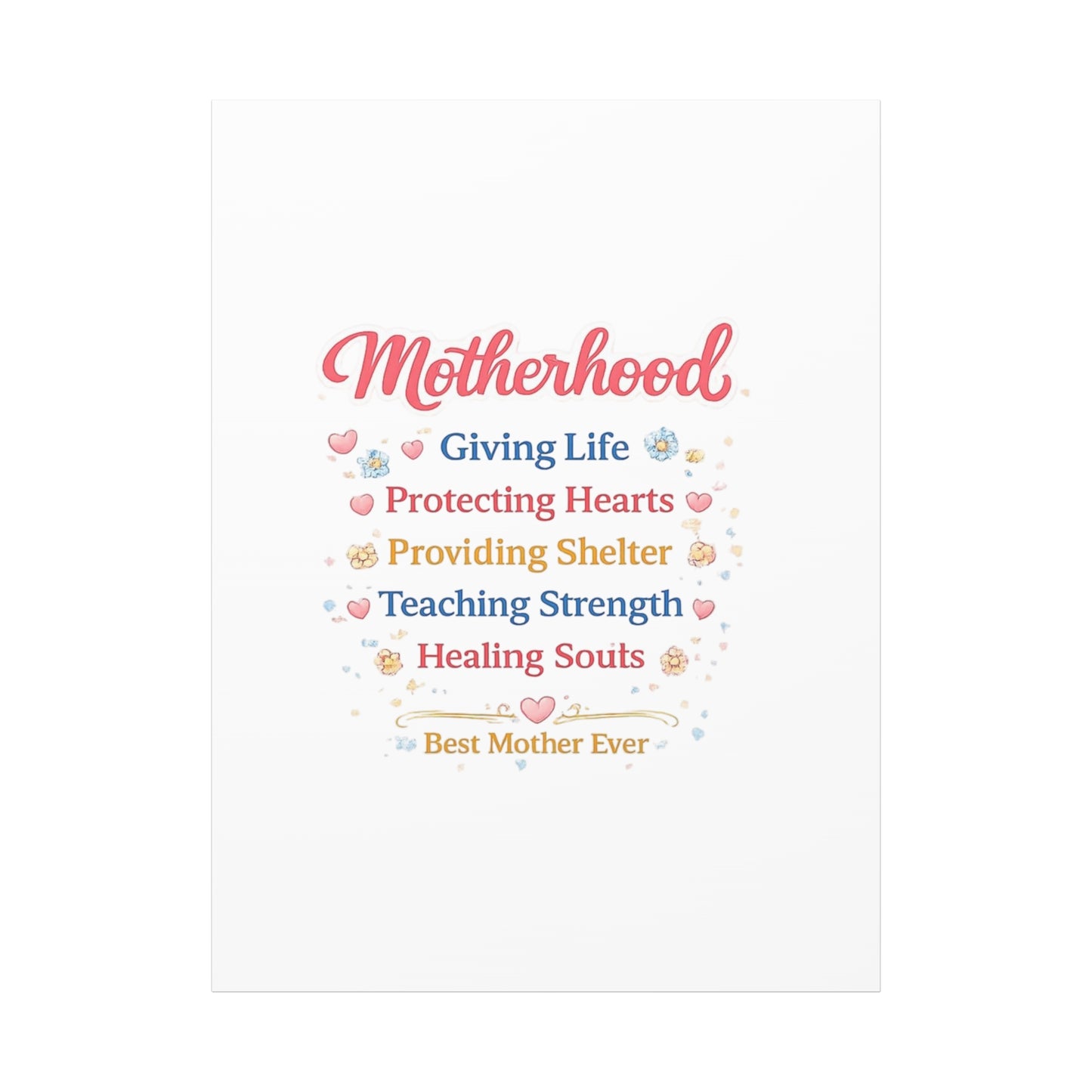 Motherhood Canvas Wall Art — "Motherhood: Giving Life, Protecting Hearts" Stretched Matte Print
