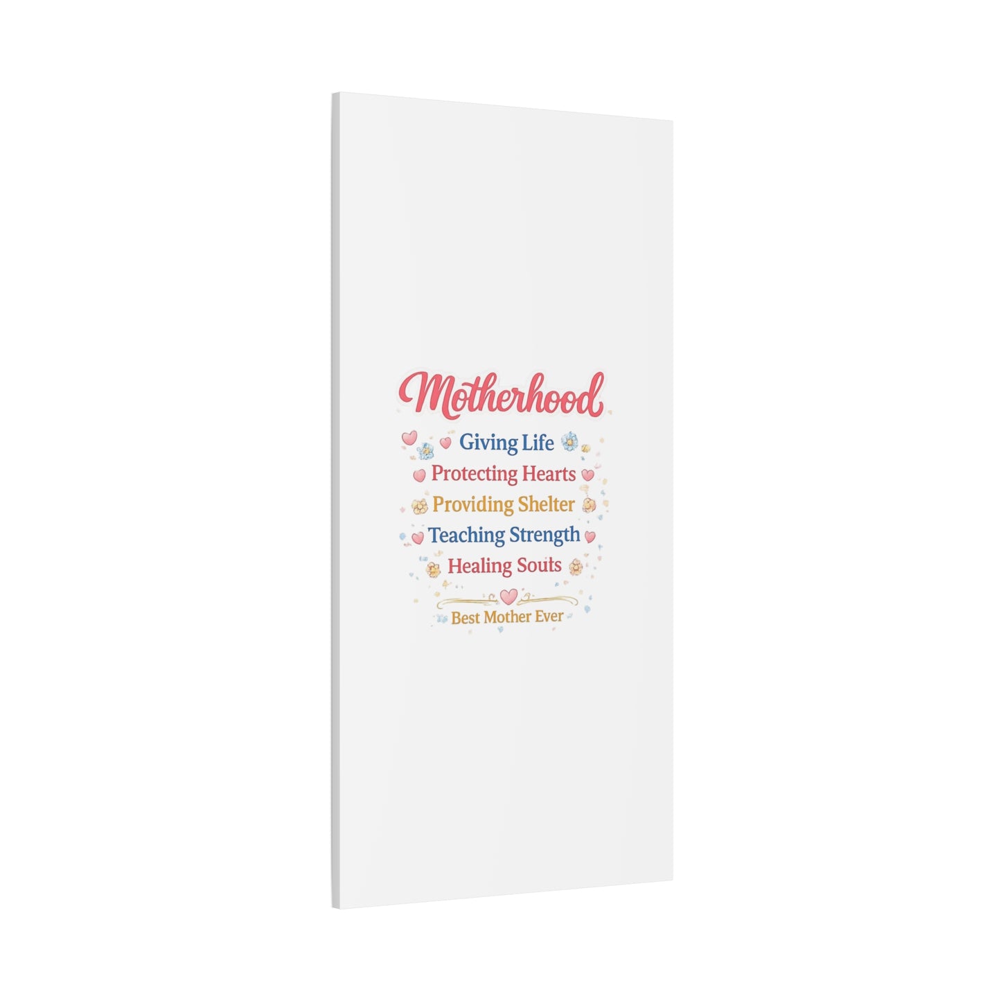 Motherhood Canvas Wall Art — "Motherhood: Giving Life, Protecting Hearts" Stretched Matte Print