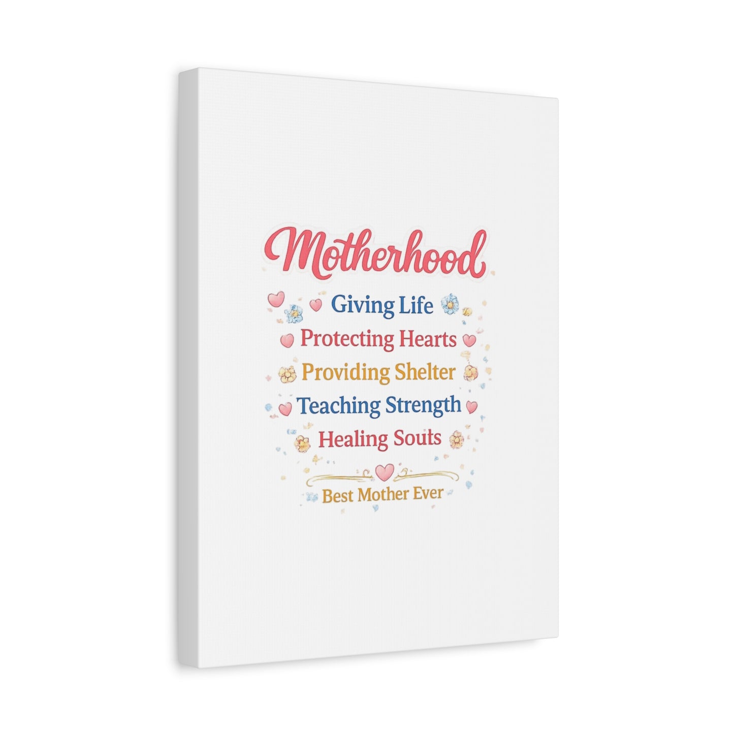 Motherhood Canvas Wall Art — "Motherhood: Giving Life, Protecting Hearts" Stretched Matte Print