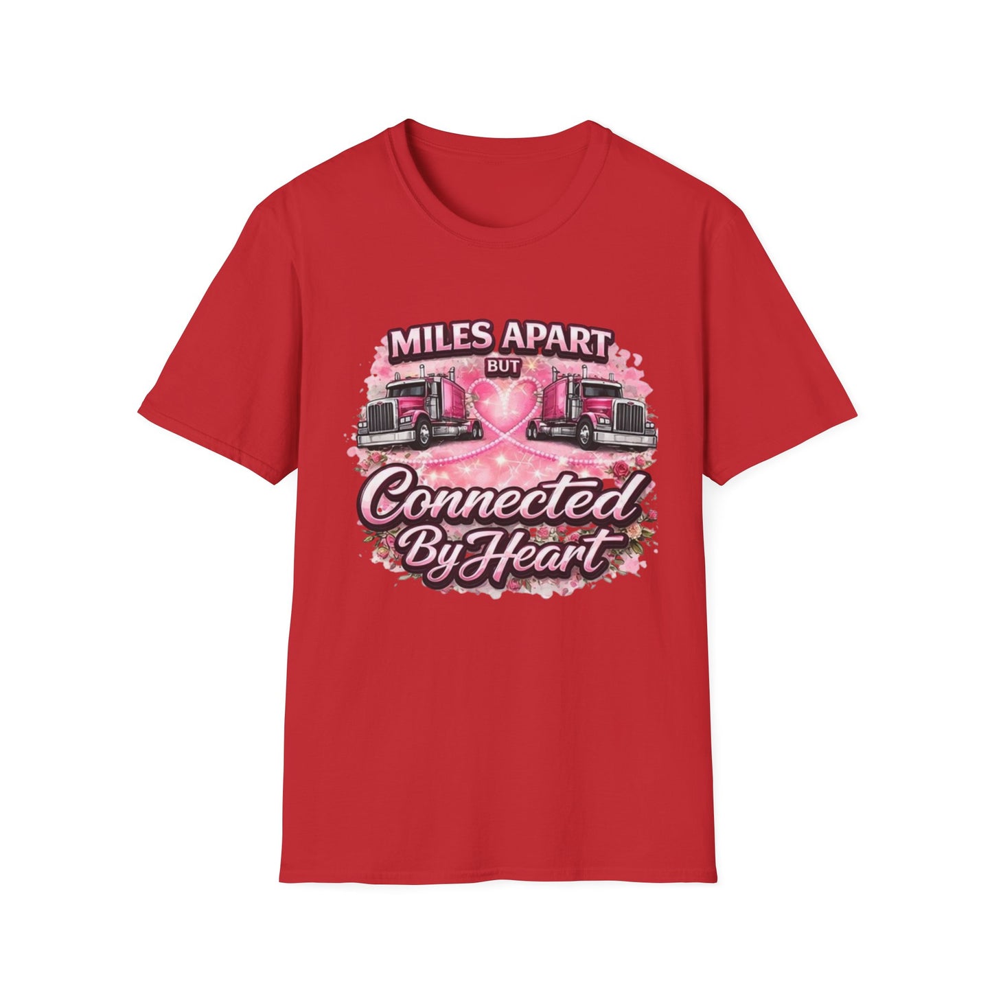 Miles Apart But Connected By Heart Truck Driver T‑Shirt