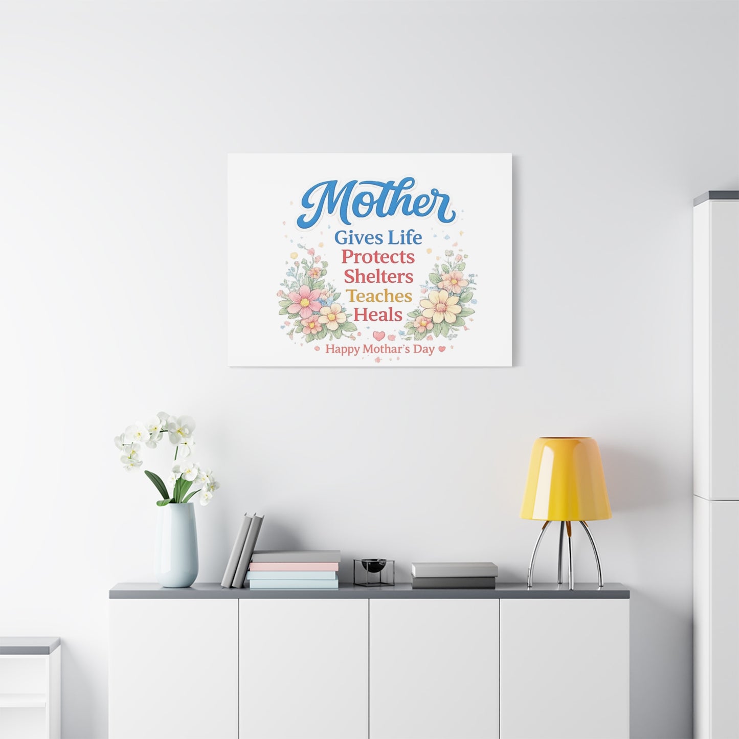 Mother Gives Life Floral Canvas – Happy Mother's Day Wall Art