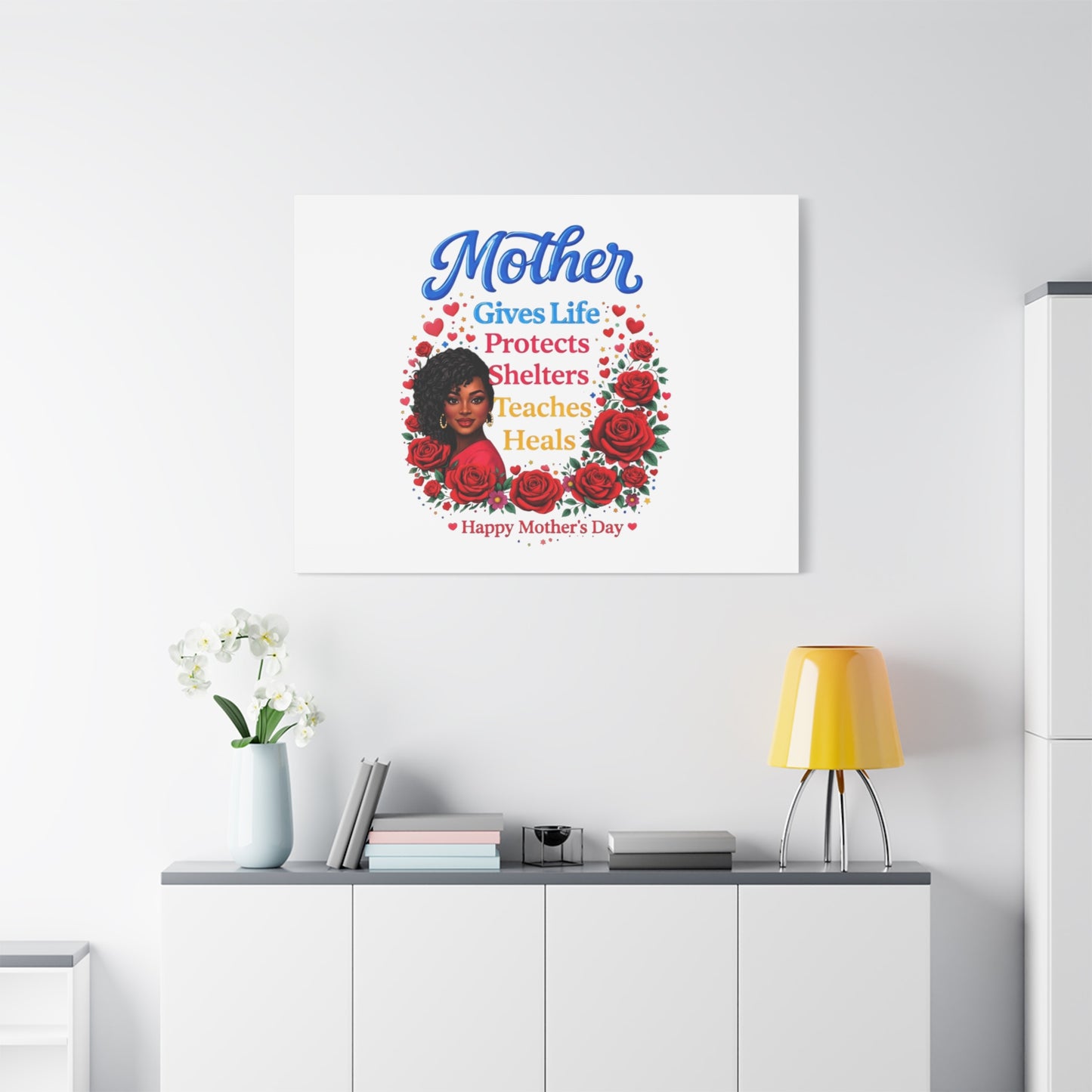 Mother Gives Life Floral Canvas – Happy Mother’s Day Stretched Wall Art