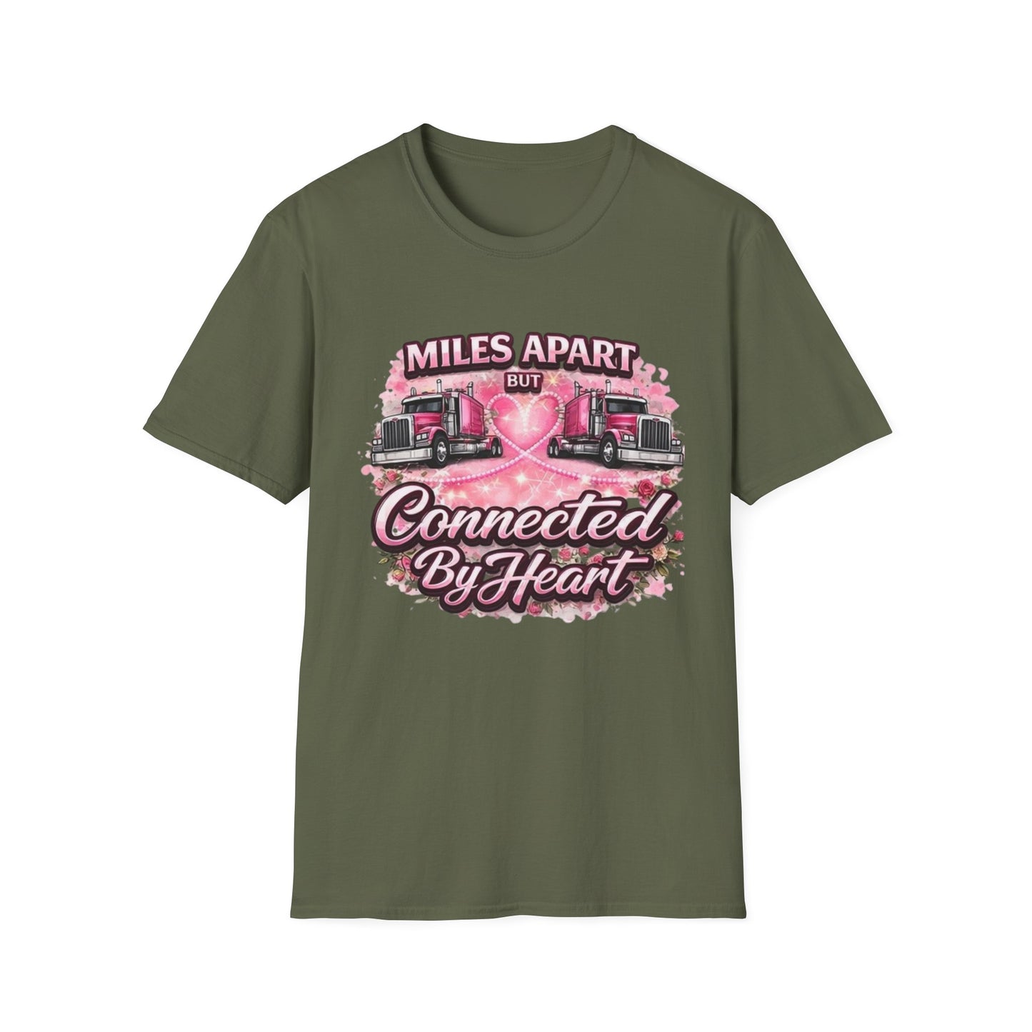 Miles Apart But Connected By Heart Truck Driver T‑Shirt