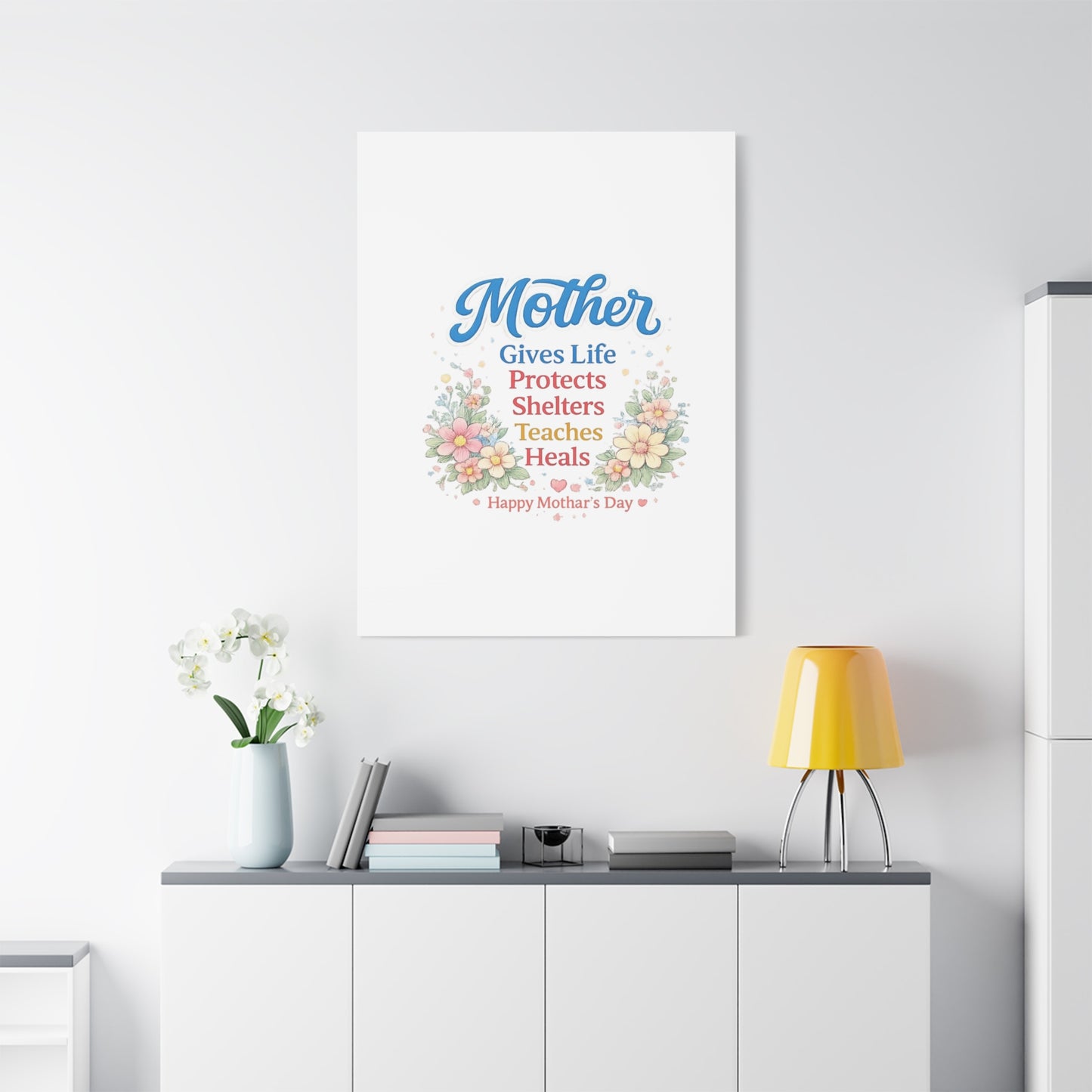 Mother Gives Life Floral Canvas – Happy Mother's Day Wall Art