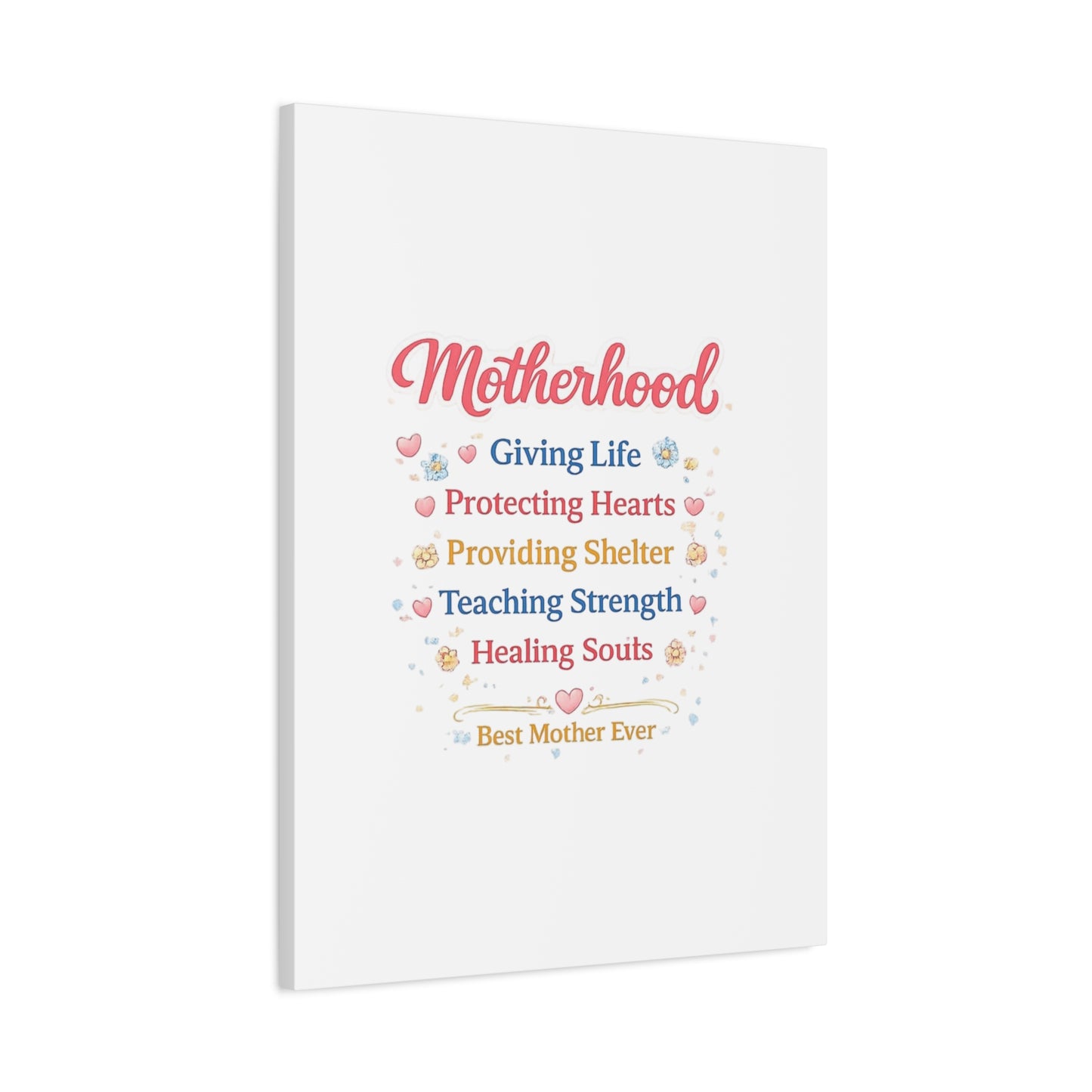 Motherhood Canvas Wall Art — "Motherhood: Giving Life, Protecting Hearts" Stretched Matte Print