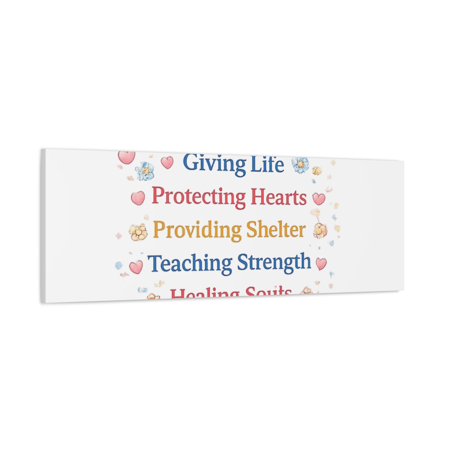 Motherhood Canvas Wall Art — "Motherhood: Giving Life, Protecting Hearts" Stretched Matte Print