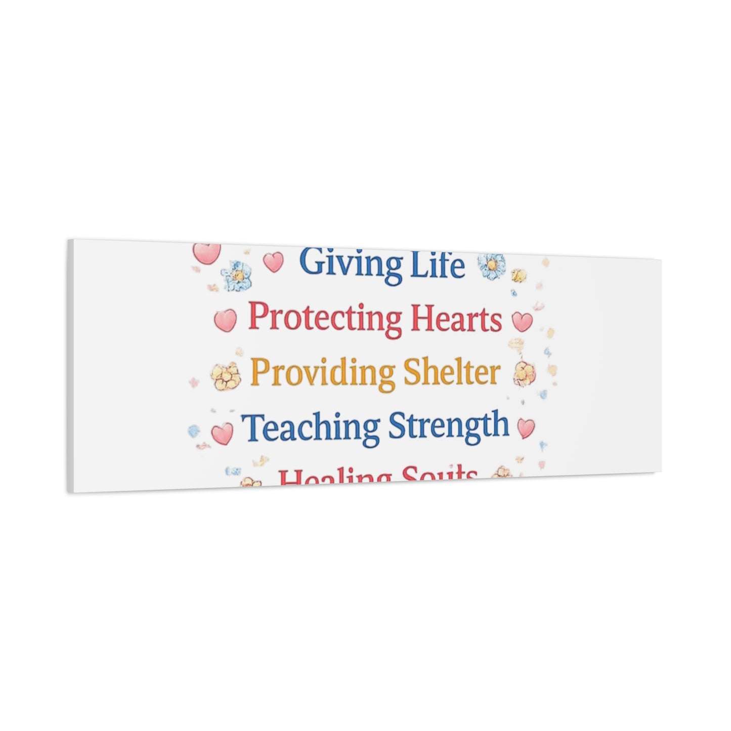 Motherhood Canvas Wall Art — "Motherhood: Giving Life, Protecting Hearts" Stretched Matte Print