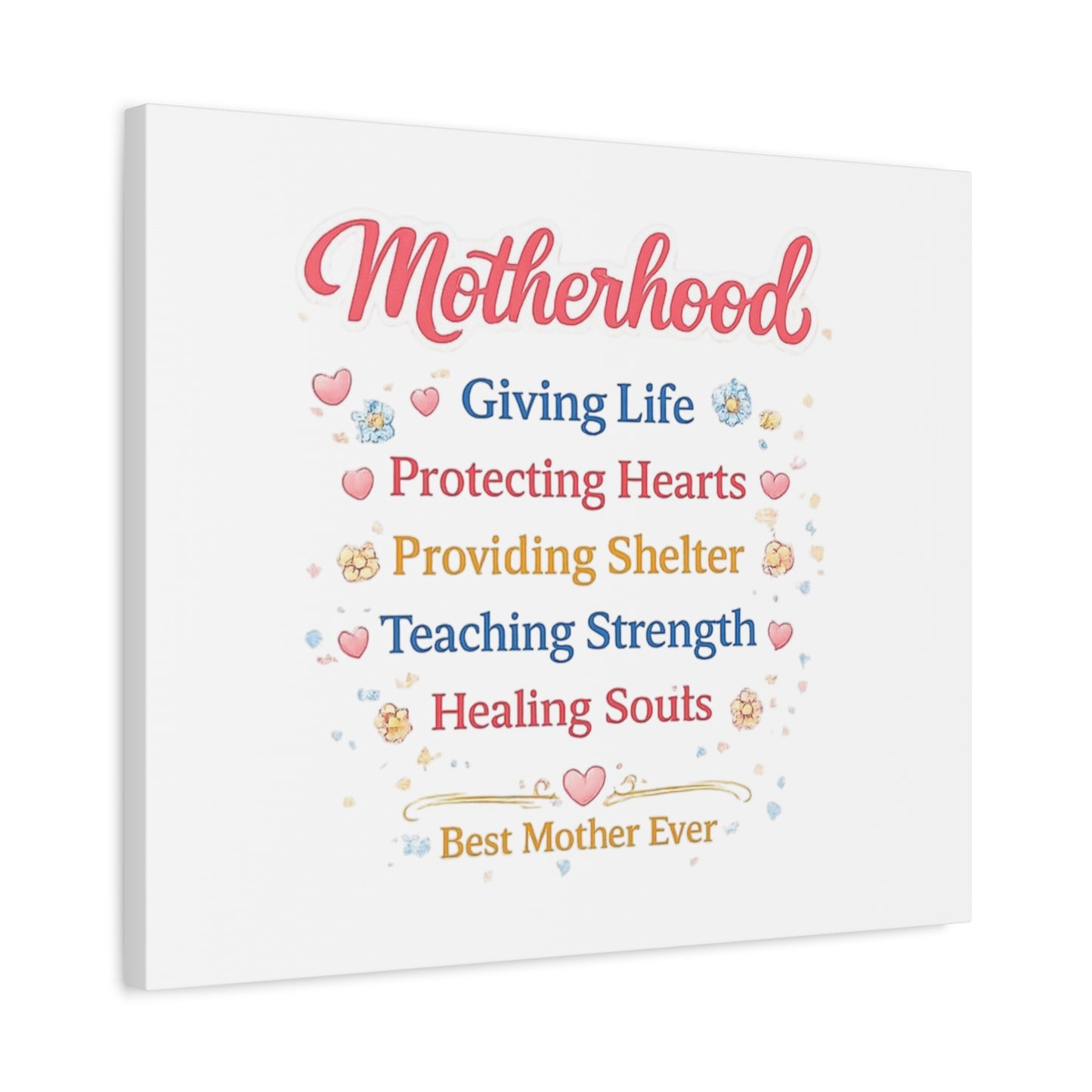 Motherhood Canvas Wall Art — "Motherhood: Giving Life, Protecting Hearts" Stretched Matte Print