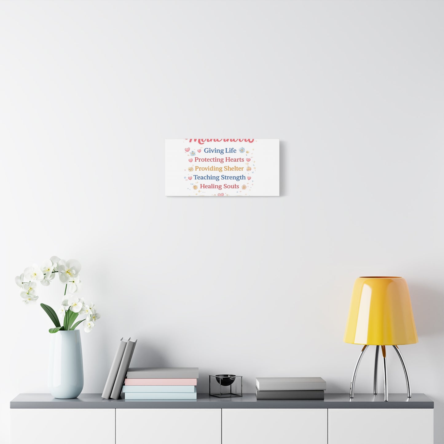 Motherhood Canvas Wall Art — "Motherhood: Giving Life, Protecting Hearts" Stretched Matte Print