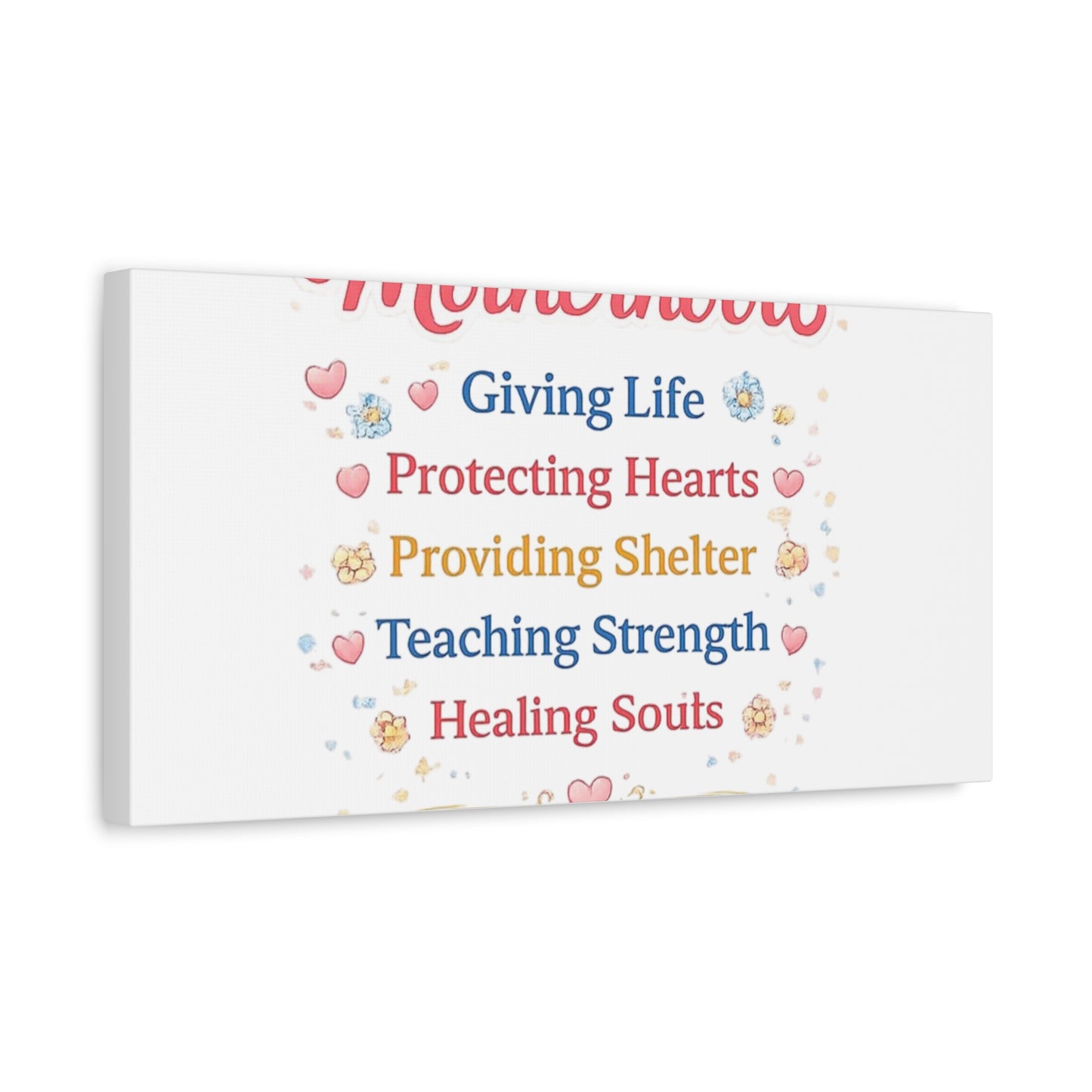 Motherhood Canvas Wall Art — "Motherhood: Giving Life, Protecting Hearts" Stretched Matte Print